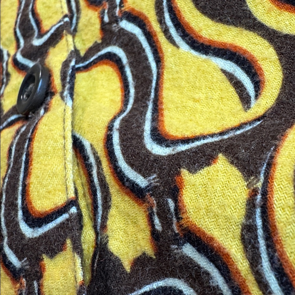 Rare Lucy & Yak Austen Button-Up Shirt Top Feline Fine Yellow Size UK18 US14 - Picture 4 of 10